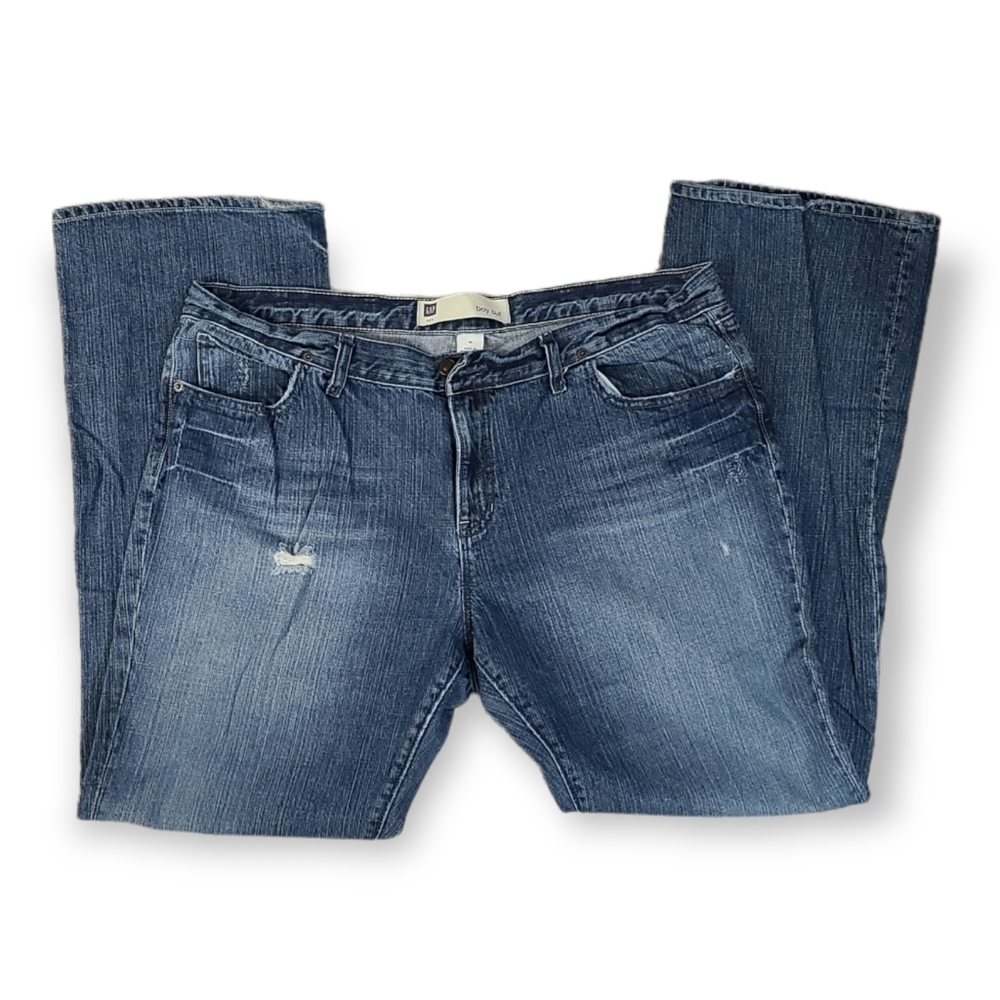 Gap Factory size 16 Distressed Mid-Rise Boy Cut Fit Straight Leg Jeans EUC 90's